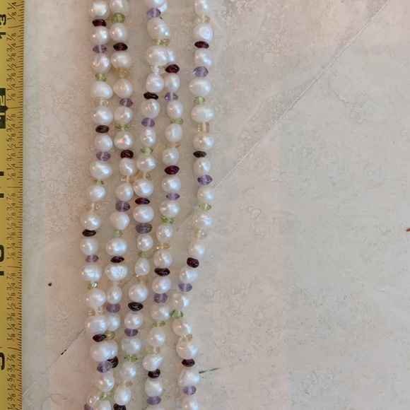 Pearls and Citrine, Amethyst, Peridot, Garnet Multi-Strand Necklace - Picture 4 of 7